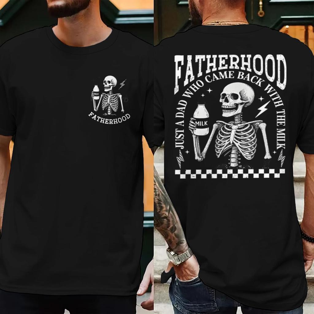 Retro Fatherhood Skeleton Unisexs TShirt Funny Dad Graphic T Shirts Fatherhood Design Casual Wear Fathers Day Vintage T Shirts