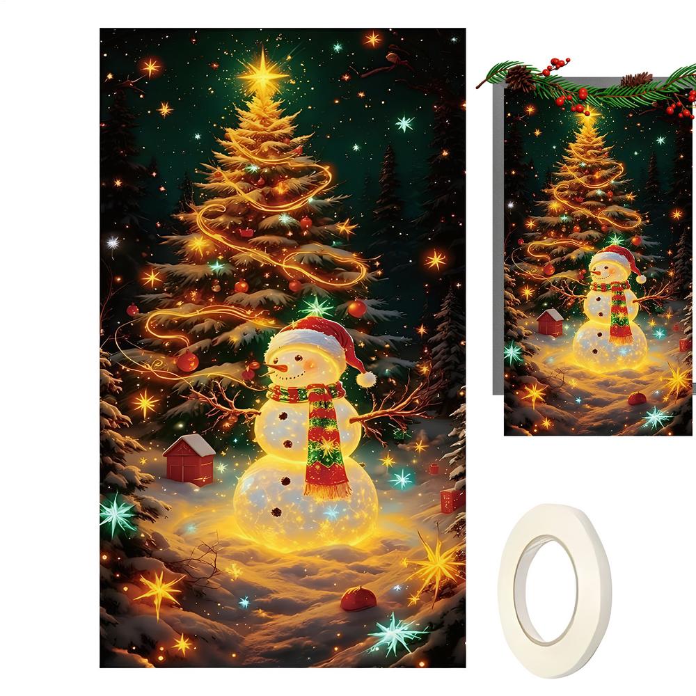 Weihnachts-Türdekorationen 70x35 Zoll Fluoreszierende Partyartikel Weihnachtsfeier-Hintergrund für Veranda Bauernhaus Innen Außen