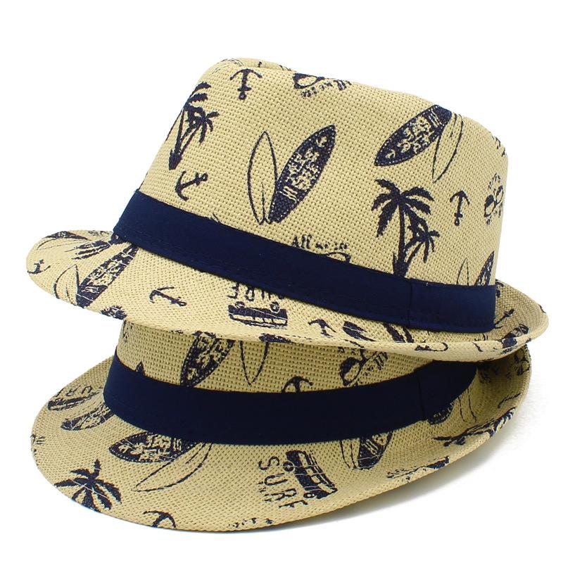 Hot Selling Summer Straw Shade Top Hat Men's Outdoor Beach Sunscreen Jazz Hat Hawaiian Vacation Straw Hat
