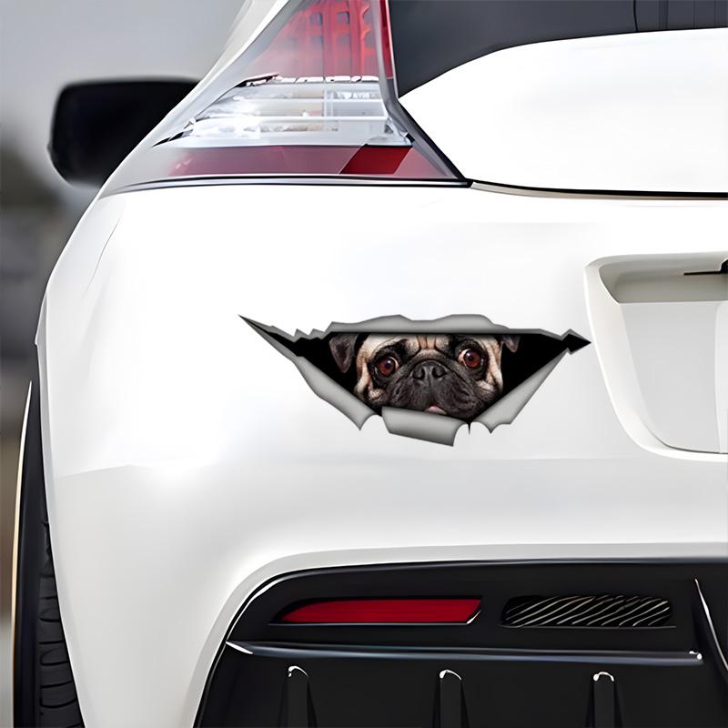 Cute Pug Animal Car Decals Bumper Window Stickers Car Accessories Waterproof Vinyl Material