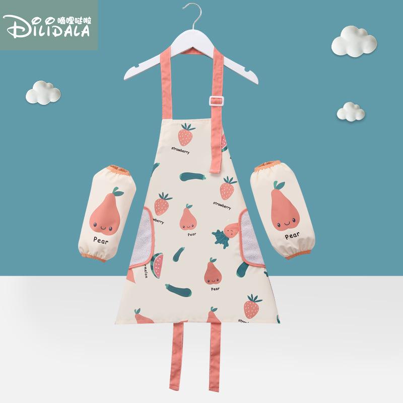 2025 Children Apron with Sleeve Set Waterproof Art Smock Painting Apron for Boys Girls Wipe Hands Painting Specific Apron