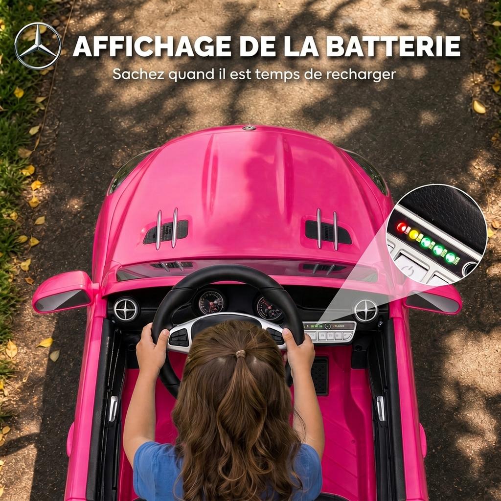 Elektrisches Kinderfahrzeug, 12V, Mercedes-Benz SL500, 3-5 km/h, 2 Motoren, Fernbedienung, Alter 3-5, Pink