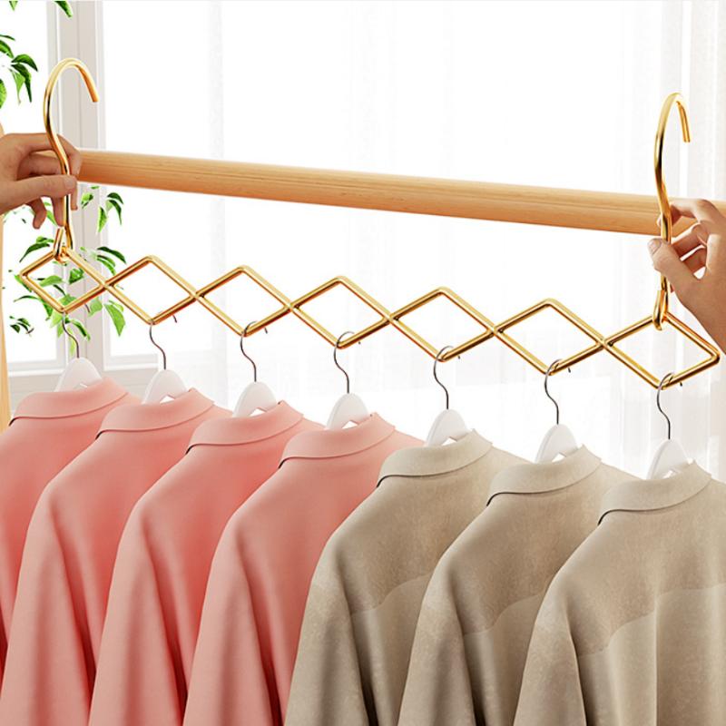 Magic Space Saving Clothes Hangers Foldable Closet Organizer Wardrobe Clothing Cascading Rack 7 Slots For Pants Dresses Coats