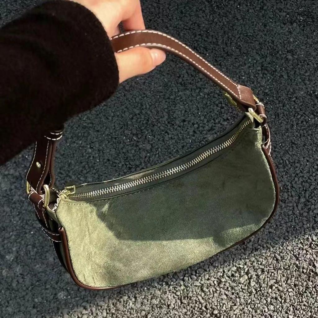 Lässige grüne Achseltasche Damen Neu Vintage Hot Girls Leder Einfarbige Schultertasche Weiblich Retro Elegante Handtasche Geldbörse