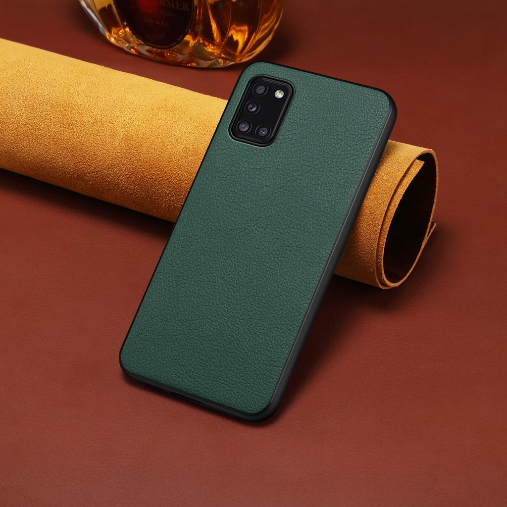 For Samsung Galaxy A31 Case Calf Texture Soft Leather Back Cover