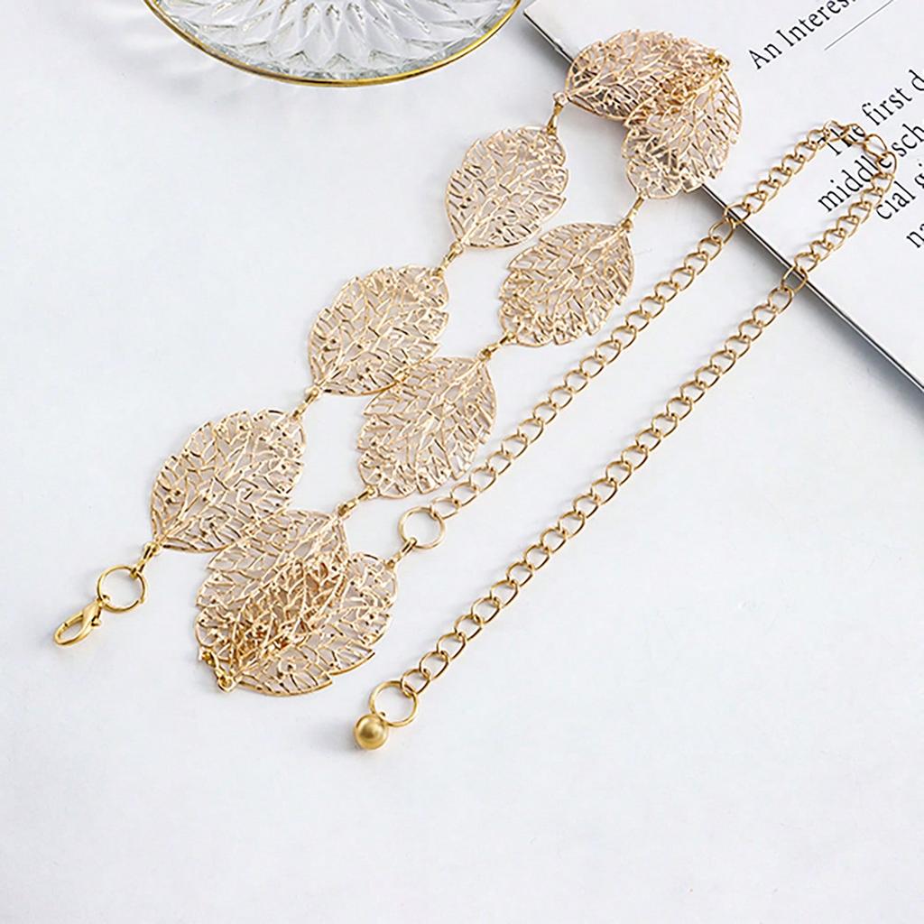 Personalized Punk Versatile Leaves Hollow Decorative Waist Chain Women's European and American Niche Design Temperament Body Chain