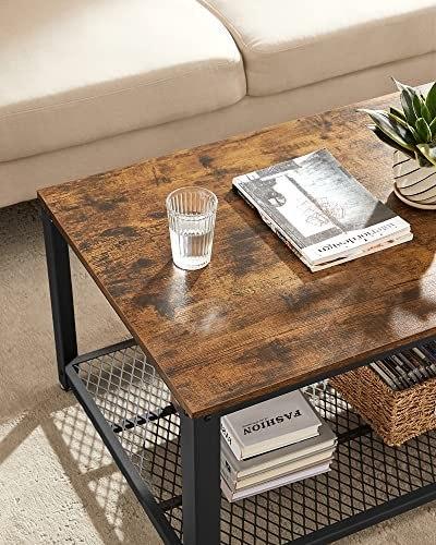 Coffee Table, Cocktail Table, Easy To Assemble, Industrial Side Table, Bedroom, with Metal Frame, with Storage Shelf,
