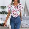 Frauen Frühling Sommer Lose Rüschen Spitze Up Chiffon Top Für Damen O Neck Fliegende Ärmel Floral Blusen