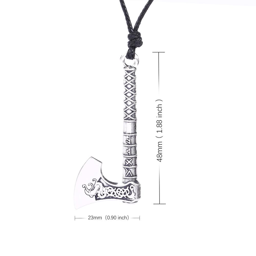 Viking Axe Necklace for Men Norse Runes Compass Pendant Vintage Amulet Jewelry Male Boy Gifts