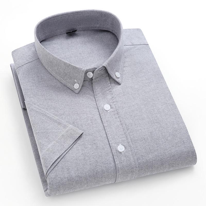 Men's Long-Sleeve Oxford Cotton Shirt - Breathable, Solid Color for Casual or Daily Wear