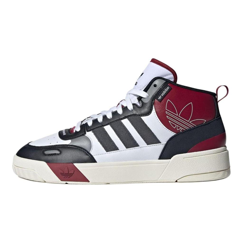 adidas Originals Post Up Leather Round Toe Lace-Up Shock Absorbing Durable Mid-Top Sneakers Unisex Sneakers Red Black White ID0845