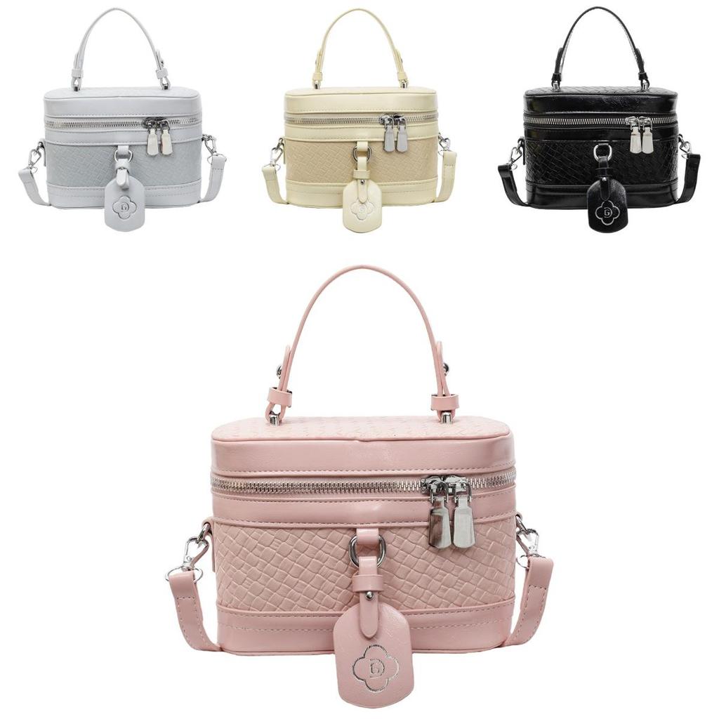 Woven Texture Pu Leather Box Bag For Women With Stitching Detail And Smartphone Pocket For Casual Daily Use