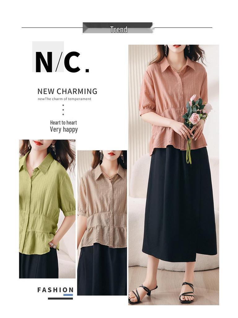 Stylish Tencel Short-Sleeve Top for Women: Age-Defying Summer Fashion