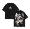 Demon Slayer Akaza Vintage Washed Effect T-shirt for Men and Women, Loose Fit, Short Sleeves, with a Cartoon Pattern, Perfect for Summer 2026.
