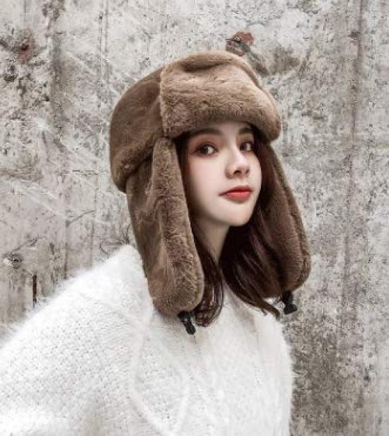 JIAHG Russian Pilot Warm Russian Pilot Cap for Men and Perfect for and Outdoor 3 with Ear Perfect for Fall and Slimming Brown Cap, Women, Unisex,