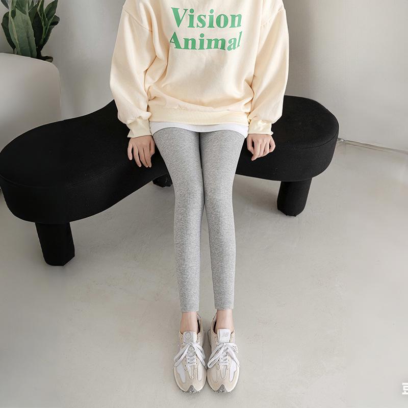 Plus Velvet Ribbed Cotton Stripe Leggings: Warm Nine-Point Sport Tights M (120-140 lbs) светло-серый