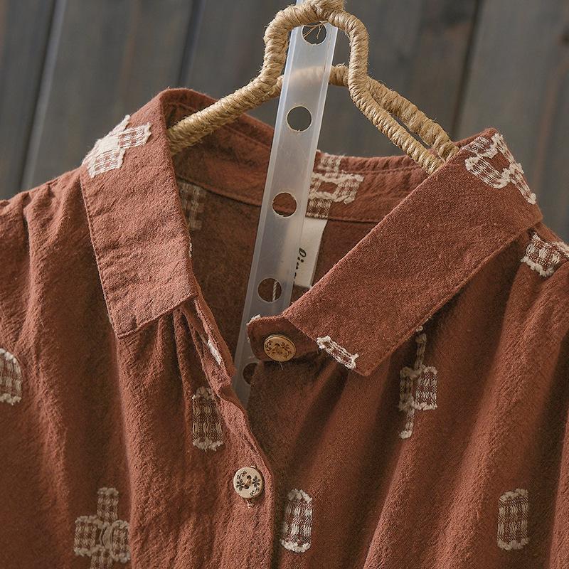 Retro Artistic Spring 2026 Long Sleeve Cotton Linen Base Layer Shirt