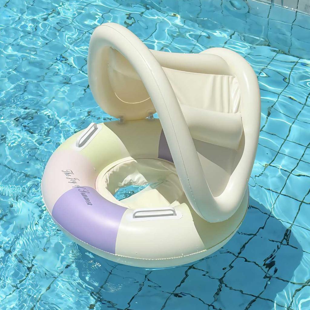 Aufblasbarer Pool-Schwimmring mit Sonnendach für Babys und Kinder, Strand-Wasserspielzeug