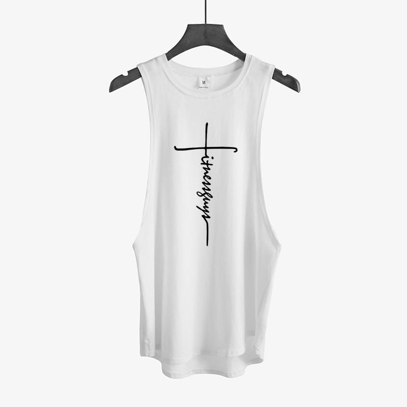 Muscleguys Mens Bodybuilding Fitness Tank Tops Gym Workout Muscle Sport Sleeveless Singlets Summmer Cool Cotton Breathable Loose T-shirts