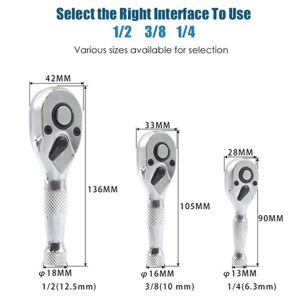 1Celsius2 3Celsius8 1Celsius4 Inch Drive Ratchet Head Ratchet Set Ratchet Wrench Set 72 Tooth Quick Release Head Socket Wrench
