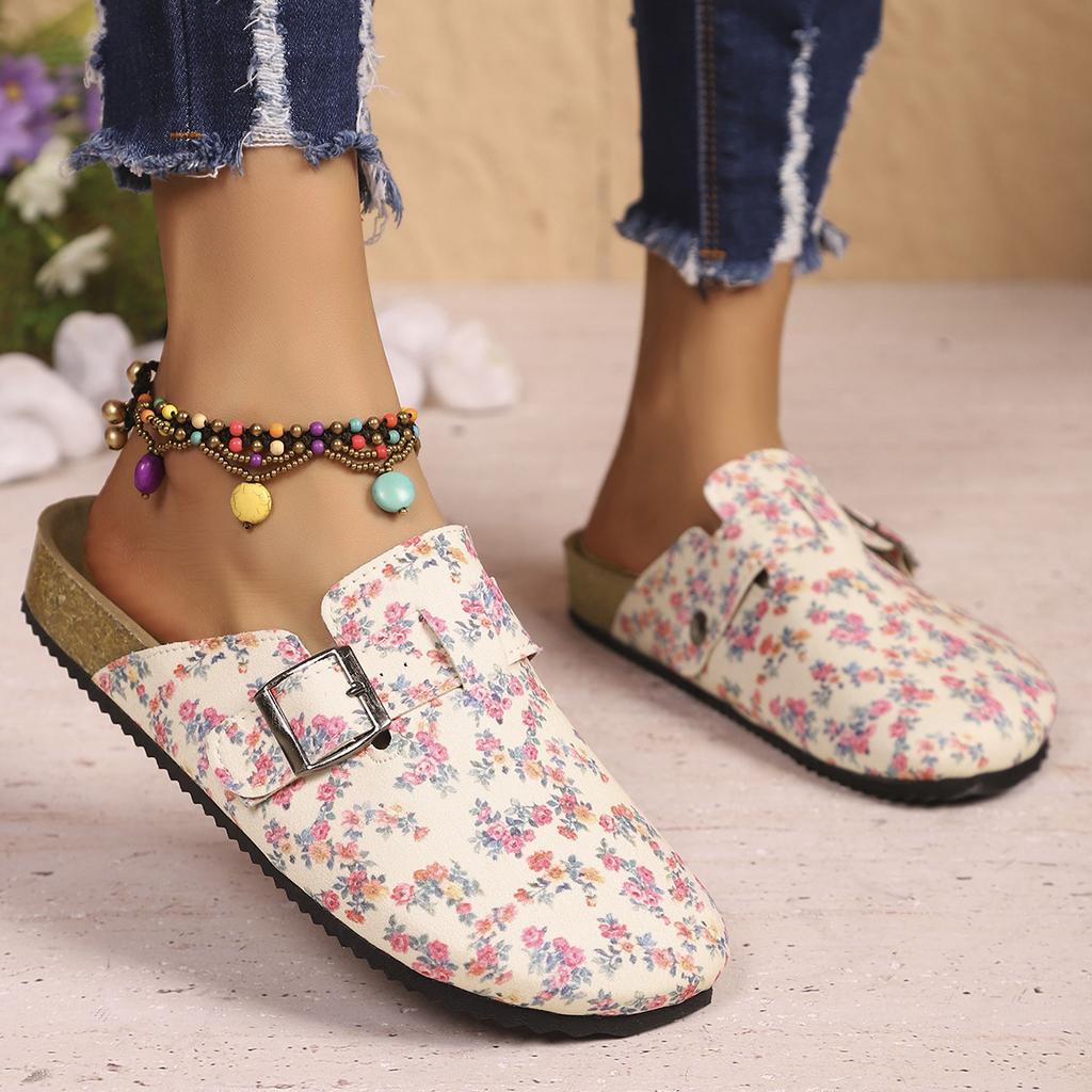 Mode Damslippers Casual Mysiga Sandaler Mode Mules Slippers Damer Nya Retro Enfärgade Platta Damskor Baotou Tofflor Damer