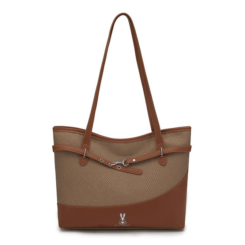 Large Capacity Handbag Women's Color Contrast Shoulder Underarm Bag Commuter Tote Bag