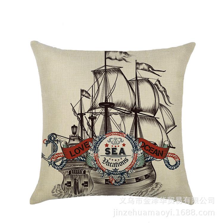 Sailing Marine Element Polyester Pillowcase Sofa Cushion Waist Pillowcase Home