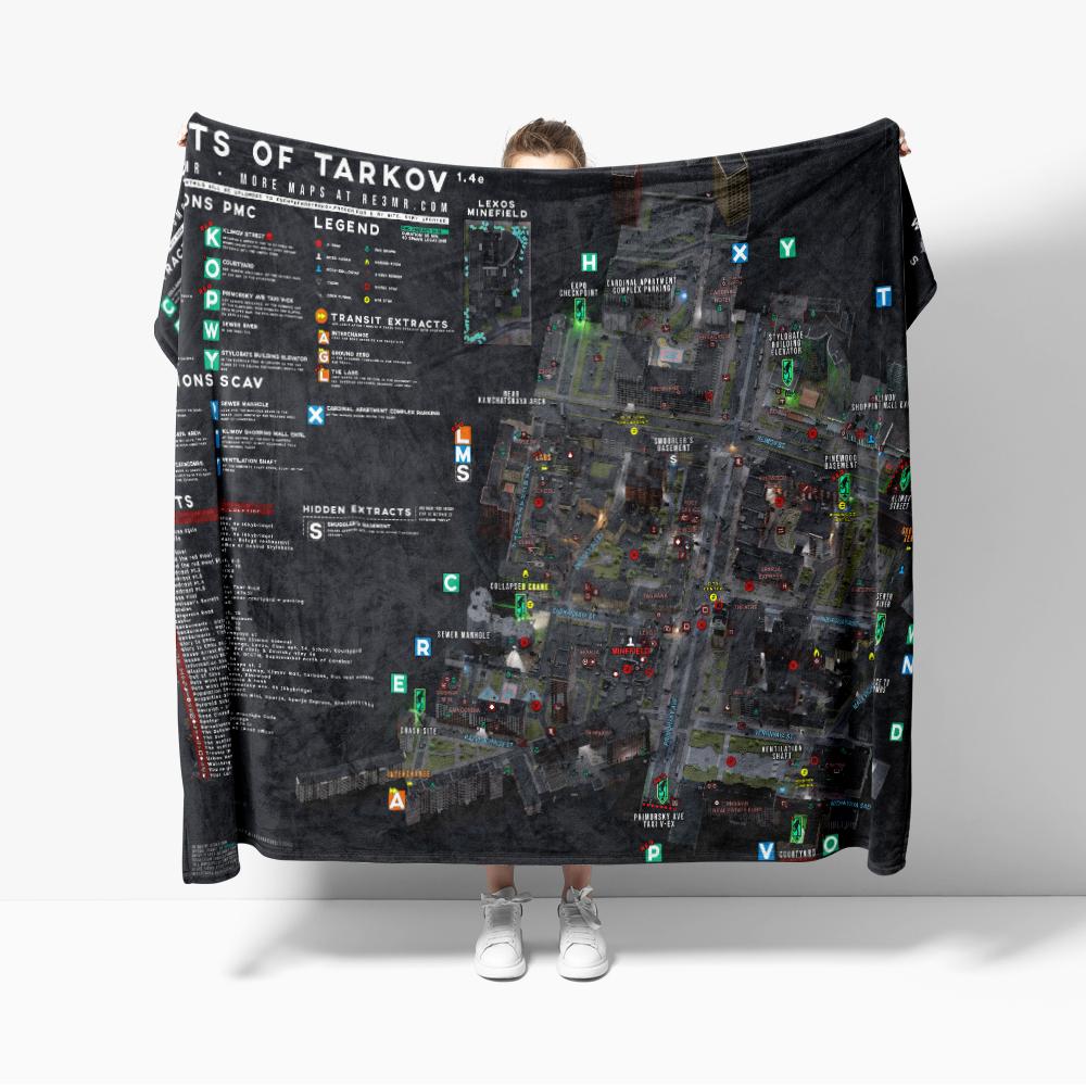 Escape from Tarkov Scav PMC Mappa Coperta di Flanella Decorazione Coperte Creative Accogliente Morbida Leggera per Divano