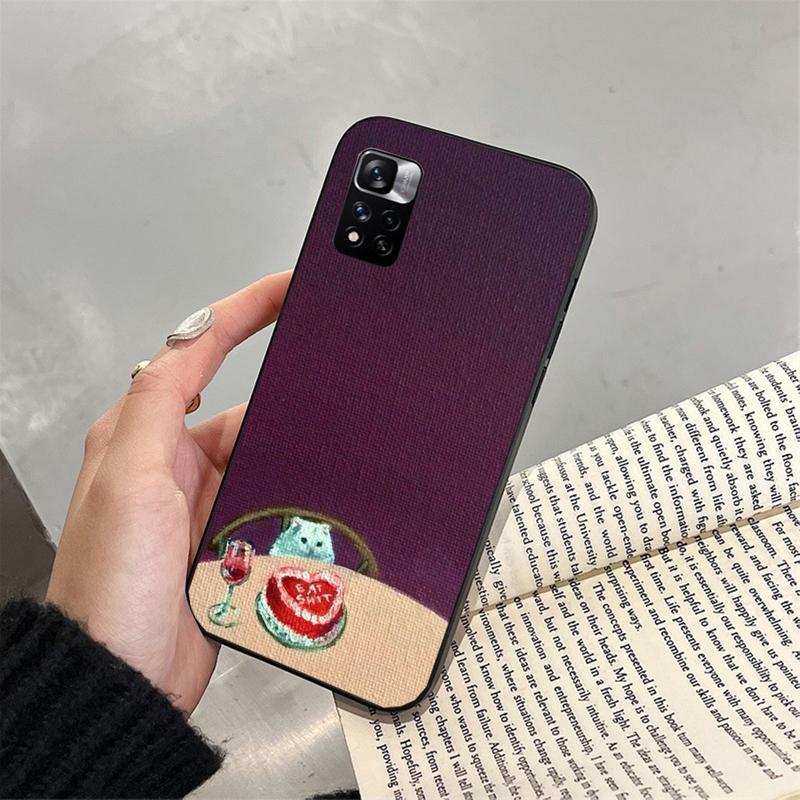 

Phone Case For Xiaomi Redmi note 14 Pro 14 13 12 11 10 Pro 14S 12S 11S Redmi 14C 13C 10 Drinking Wine Cat Redmi Note 12 Pro 4G