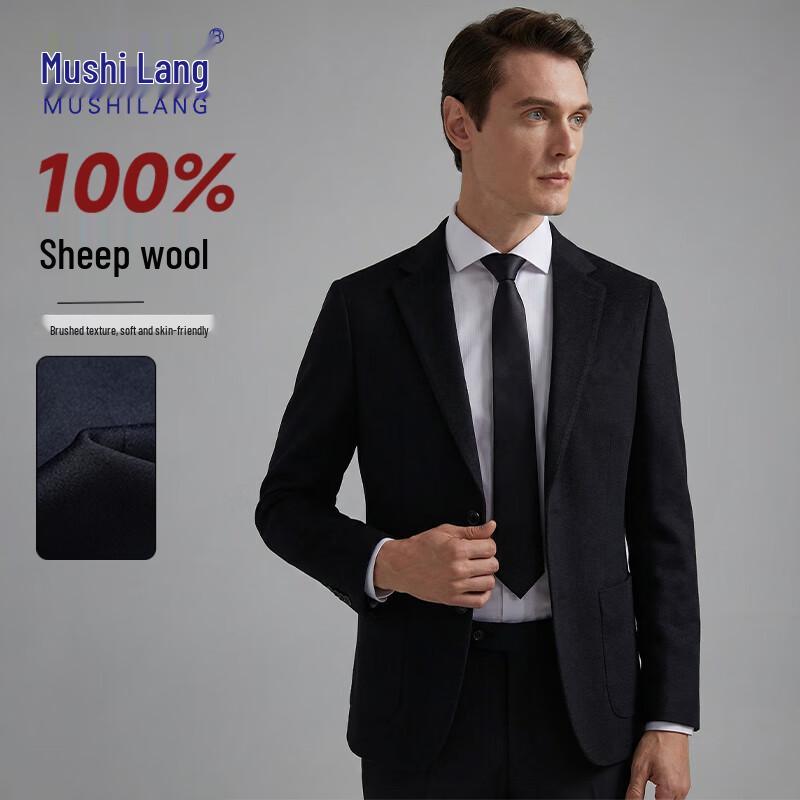 MUSHILANG Men's 100% Wool Business Suit Jacket