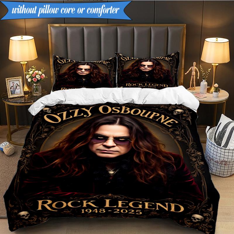 3PCS Ozzy Metal Legend Bedding Set,Including 1pc Duvet Cover And 2pcs Pillowcases Perfect for Bedroom, Dormitory, Fan Christmas Gift
