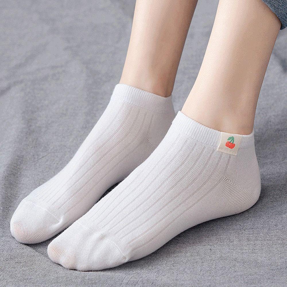 Fruit Pattern Decor Women Short Socks Shallow Mouth Tube Socks Sweat Absorption Boat Socks  Summer