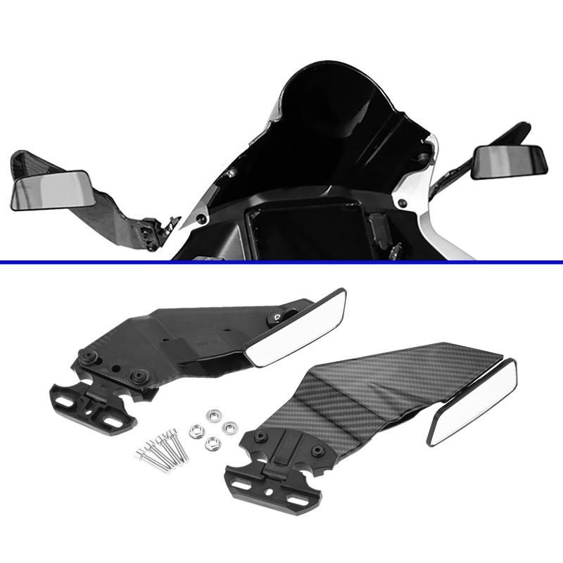 2 шт. Черное Модифицированное Крыло Мотоцикла Зеркало Заднего Вида Мотоциклетное Боковое Зеркало Лезвие Ветровое Крыло Регулируемое Вращающееся Зеркало Заднего Вида