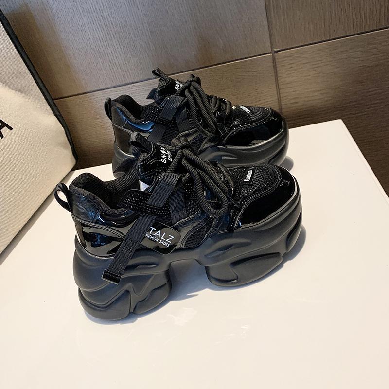 Fashion Autumn Winter Chunky Sneakers Women Lace Up Platform Sports Shoes Thick Bottom Warm Snow Shoes Female Heels Bling Sneakers