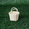 Dollhouse Hand Woven Rattan Basket Shopping Basket Straw Handbags Dollhouse Weaving Beach Bag For Dolls Miniature Decoration