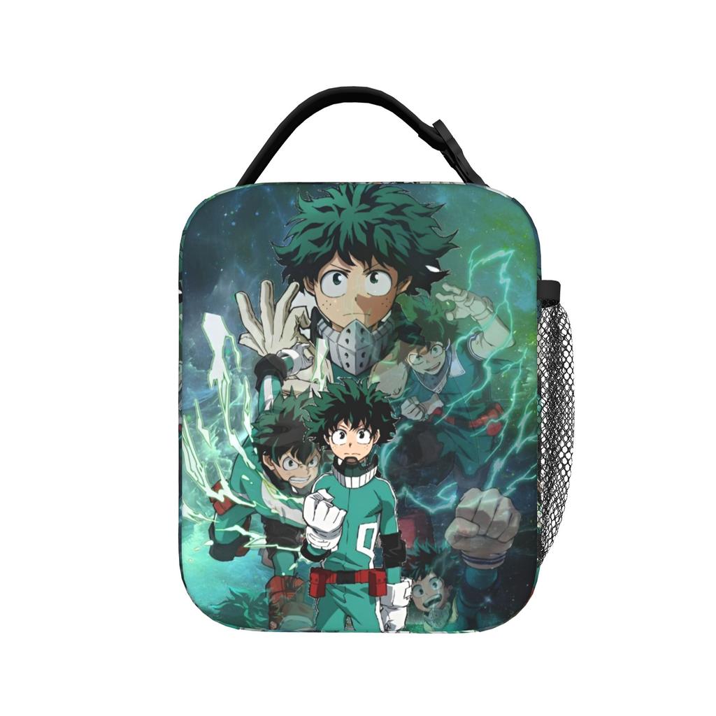 MHA Insulated Lunch Bags Thermal Bag Reusable,Meal Container Boku No Midoriya Leakproof Tote Lunch Box Bento Pouch School