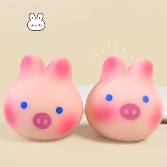 1/2Pcs Stress Relief Yolk Fidget Toy Cartoon Pig Bunny Watermelon Double-yolked Egg Squeeze Sensory Toy Hand Exercise Relaxation Stress Ball