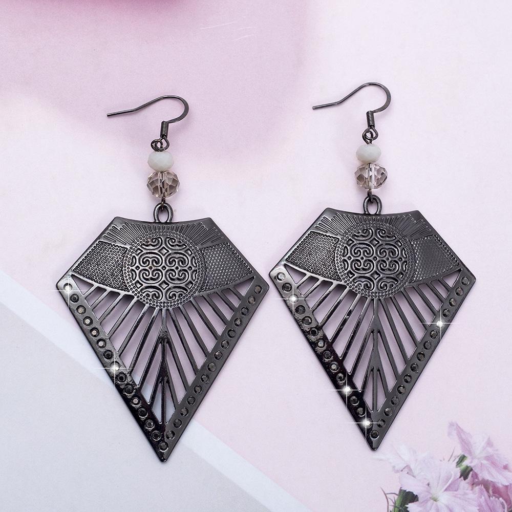 

Retro Geometric Rhinestone Metal Hollow Alloy Earrings for Women