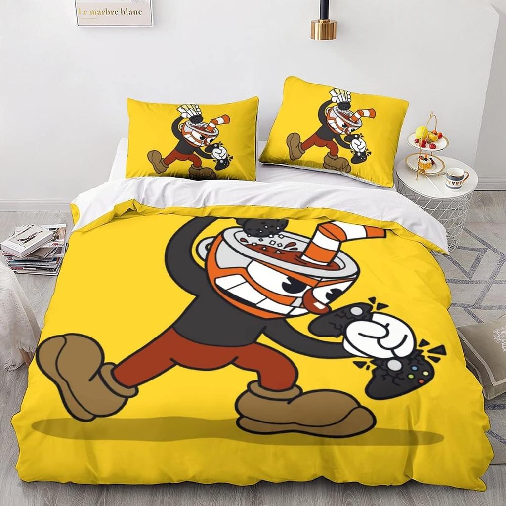 The Cuphead Show Bedding Set,Game Duvet Cover 3D Print Quilt Cover Pillowcase king Queen Size Girls Boys Adult Birthday Gift