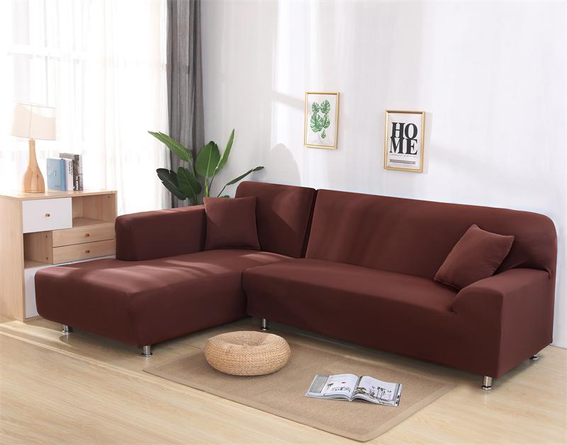 Elastic Solid Color White Sofa Covers for Living Room Corner Couch Cover L Shaped Chaise Longue Chair Slipcovers 1/2/3/4 Seater
