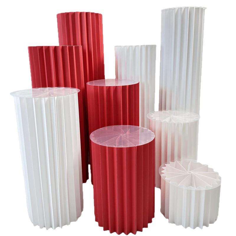 Folding Cylinder Dessert Table Columns: Origami Roman Columns & Round Display Cake Stand for Weddings and Birthdays