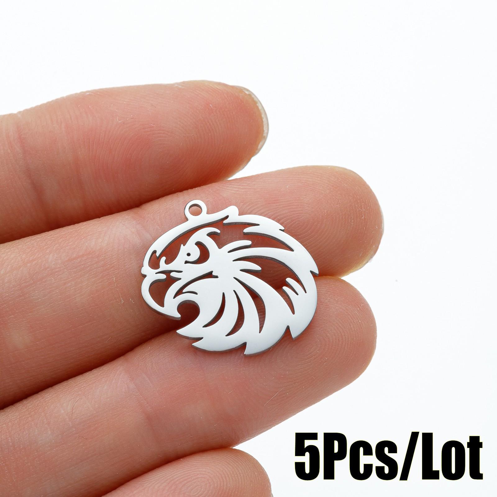5pcs Stainless Steel Cartoon Eagle Bird Pendant Necklace and Bracelet DIY Set