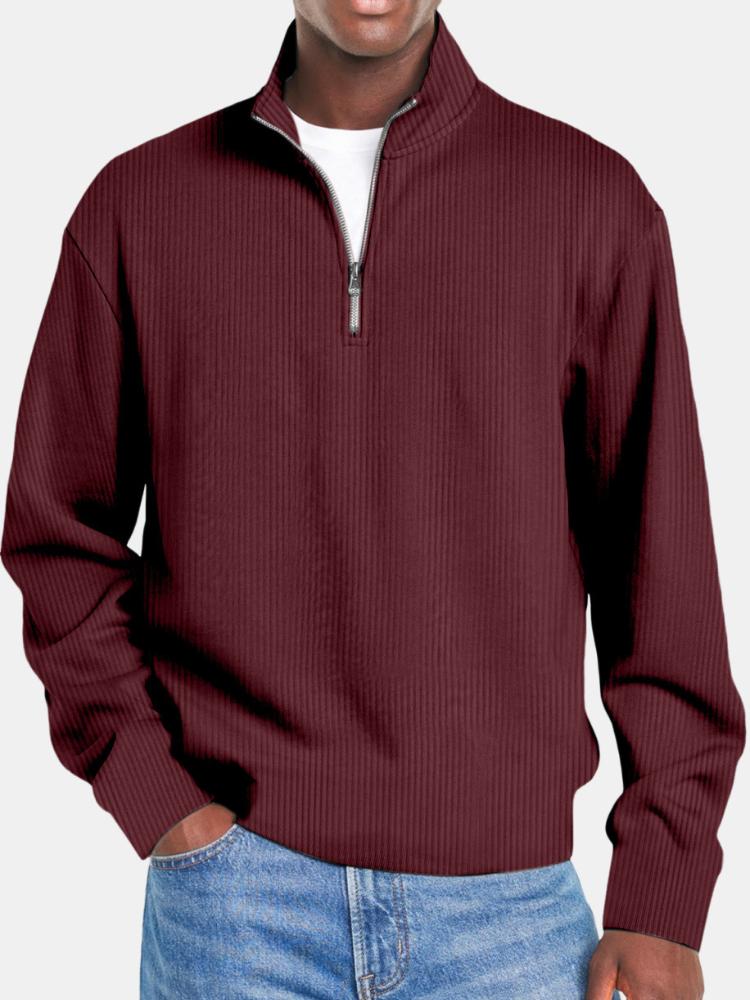 

Men s Half Zip Mock Neck Knit Sweater, Casual Slim Fit Pullover, Lightweight Comfortable Top, Multiple Colors 5XL бордовий