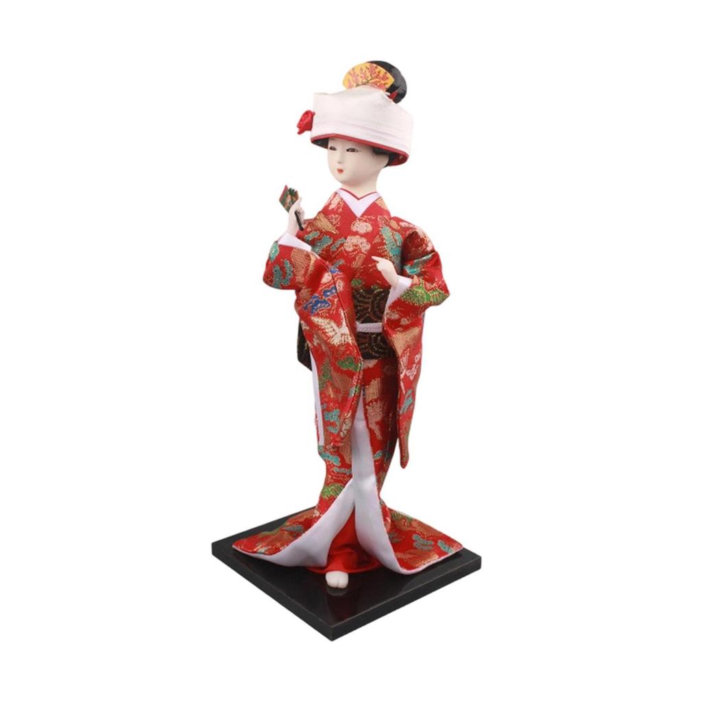 11.81inch Japanese Kimono Doll Desktop Ornament, Lady Figurine, Asian Geisha Figurine for Cabinet