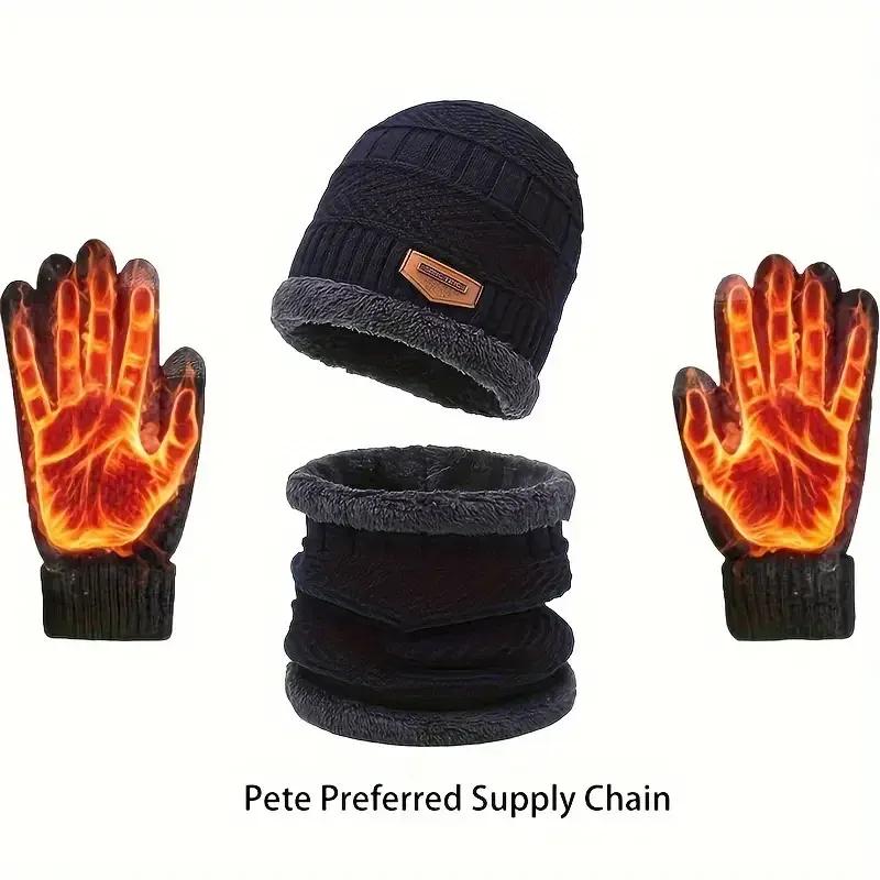 Winter Hats Knit Cap Men and Women Wool Hat Coral Fleece Scarf Outdoor Riding Hat Warm Thickening Plus Wool Neck Protect Cap