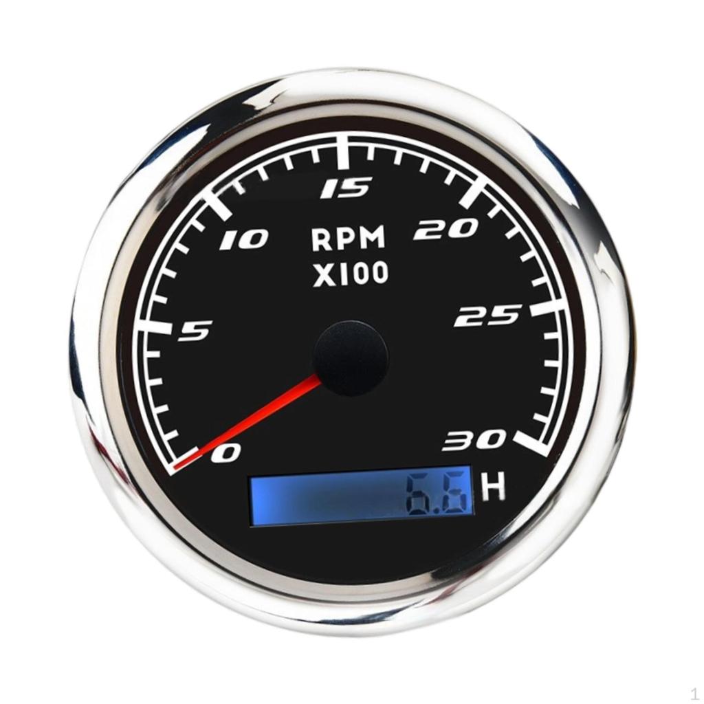 Digital Tach Hour Meter Universal RPM Gauge for 12V/24V Auto Boat Truck