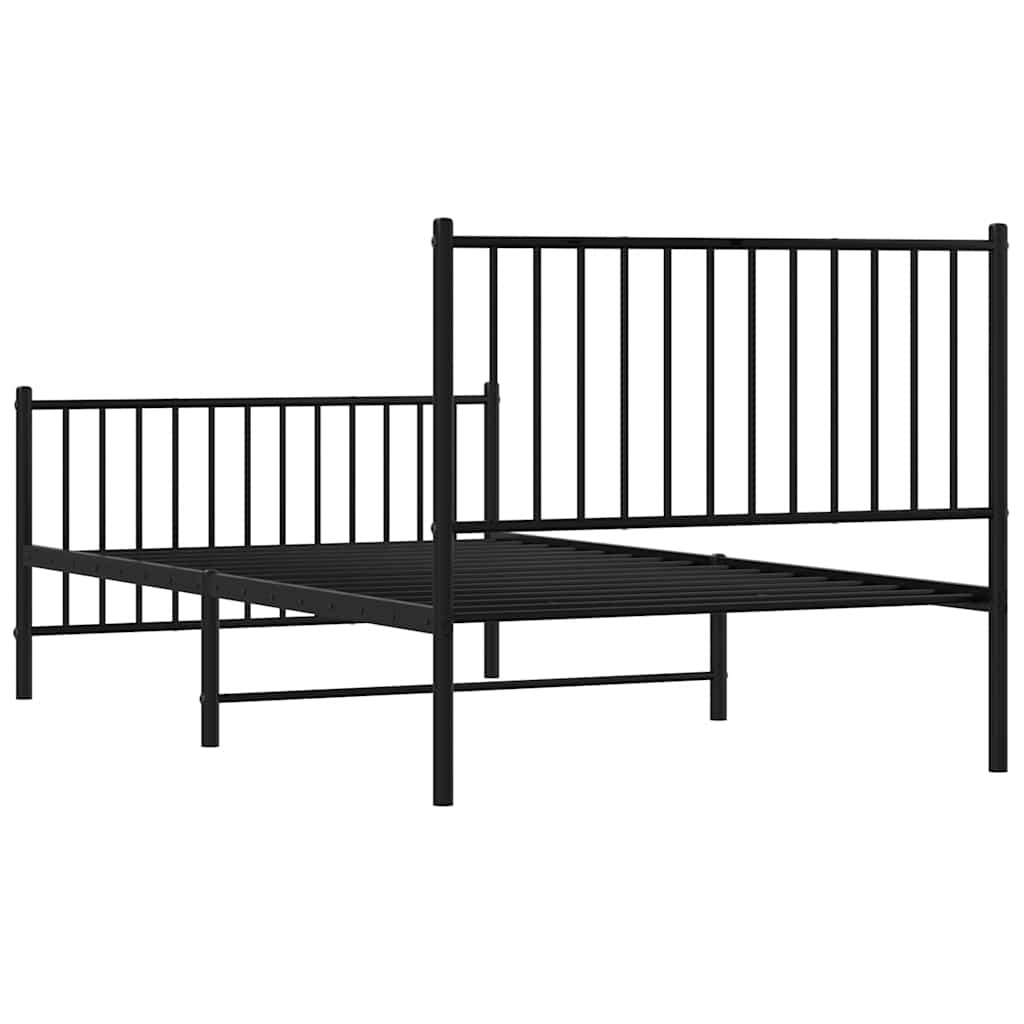 Vidaxl Struttura Letto in Metallo con Testiera e Pediera, Nera, 100X190Cm