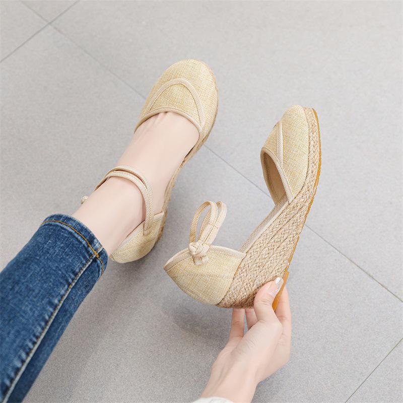 Women's Summer 2025 New High Heel Sandals - Casual One-strap Korean Style Slope Heel