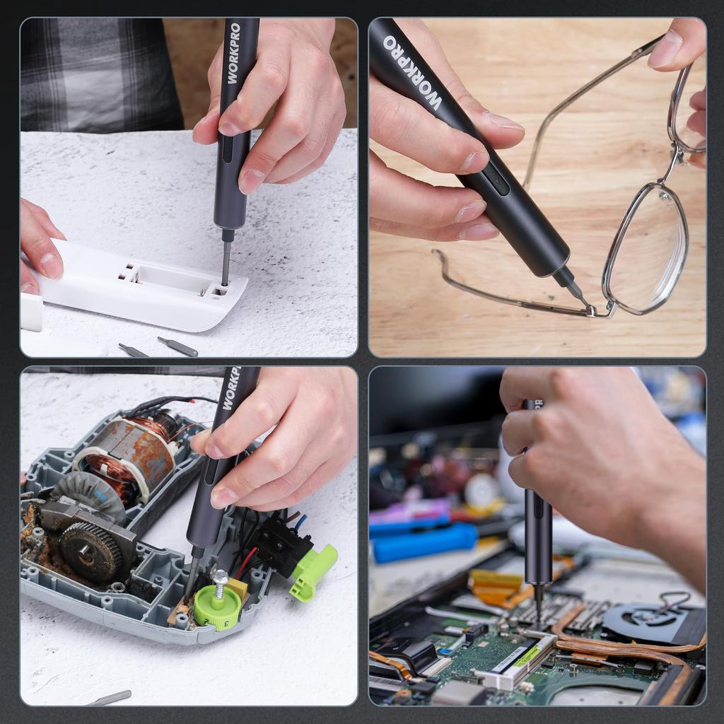 WORKPRO Electric Precision Screwdriver Cordless Compact Screwdriver Set with LED S2 for Smartphone Watch Storage Case Included Set, 3.6V, 20-in-1,