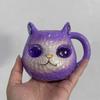 Yousheng 100ml Cat Mug Ergonomic Handle Stain-Proof High-Density Resin Drinking Cup 3D Artistic Cat Details Tea Cup